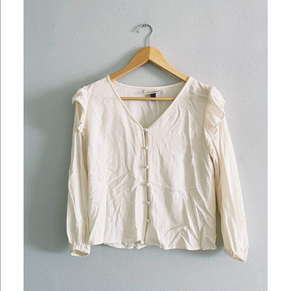 Ivory Shoulder Ruffle Blouse
